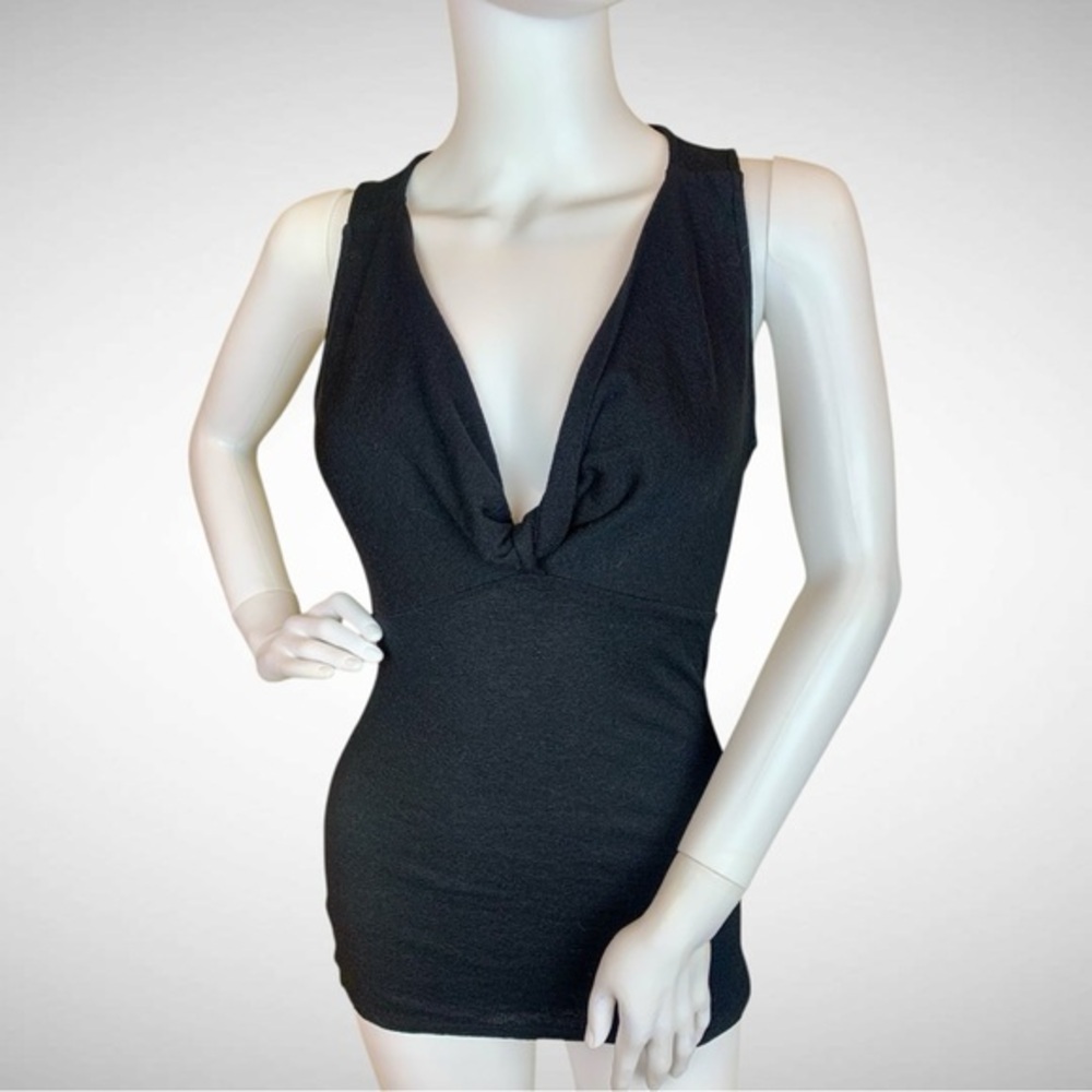 Michael Stars Black Knit knotted Front Top